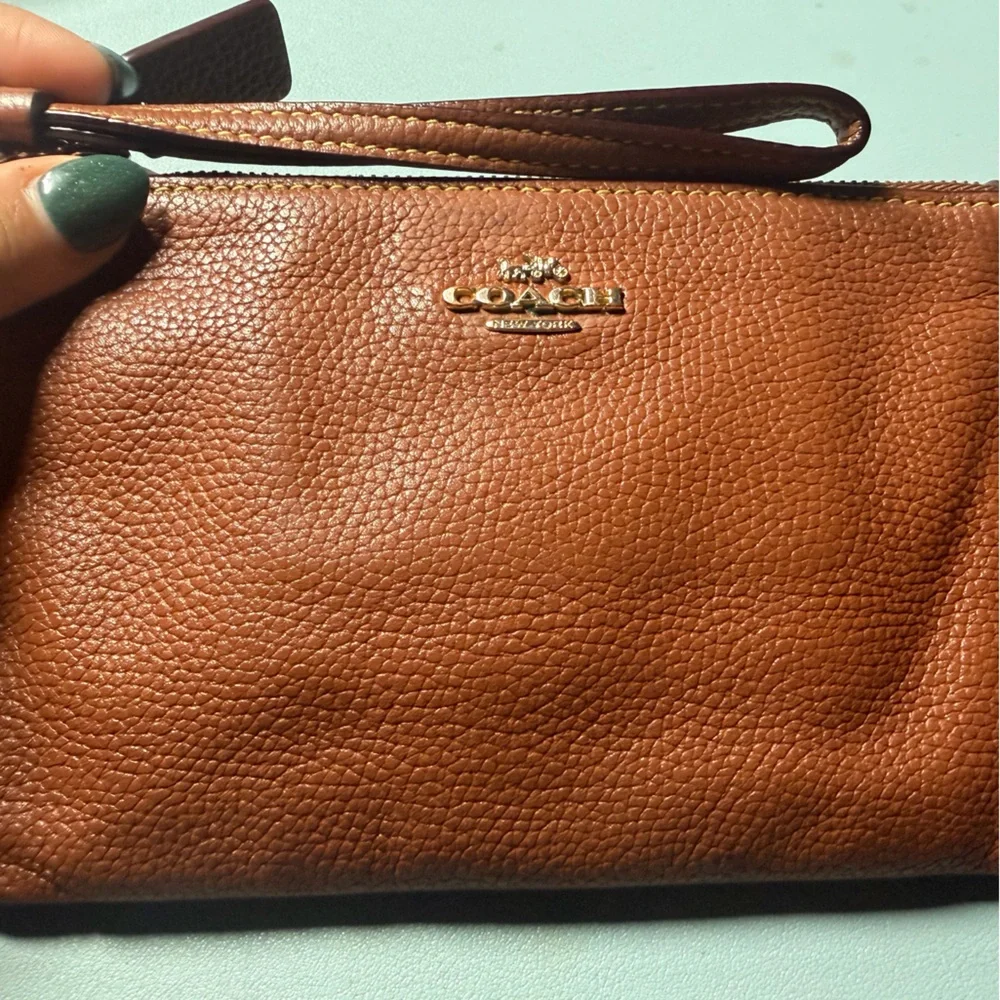 Coach Tan Leather Zip Wristlet - Picture 9 of 9